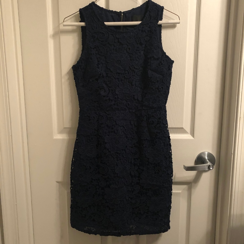 J. Crew size 2P navy lace dress